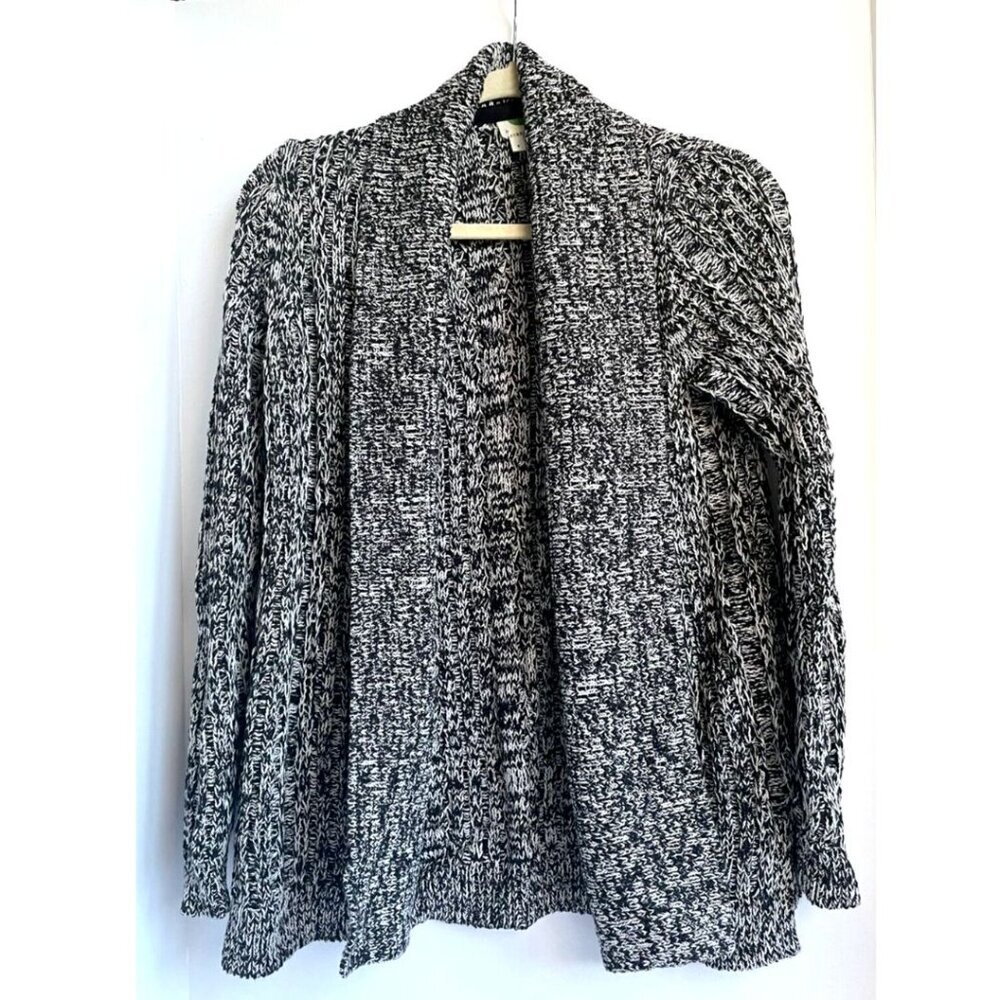 Anthropologie Cardigan Sweater Womens XS Gray Shawl Collar Open Front Cotton